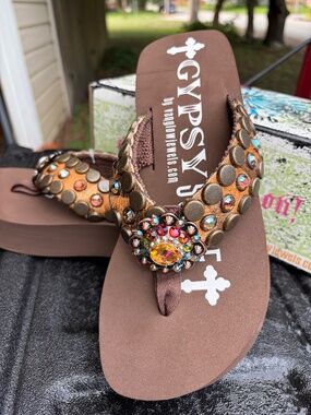 Gypsy Soule Flipflop Sandals - Brown Cowhide NWT
